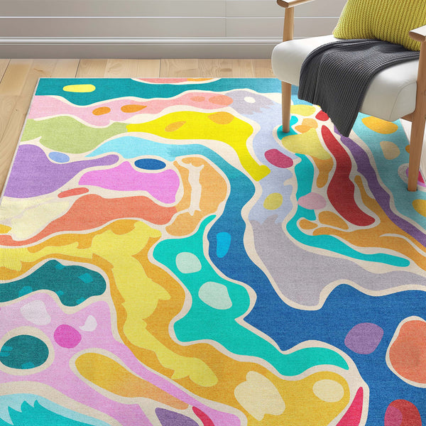 Crayola Modern Whimsy Waves Color Mix Multi Color Area Rug By Well Woven
