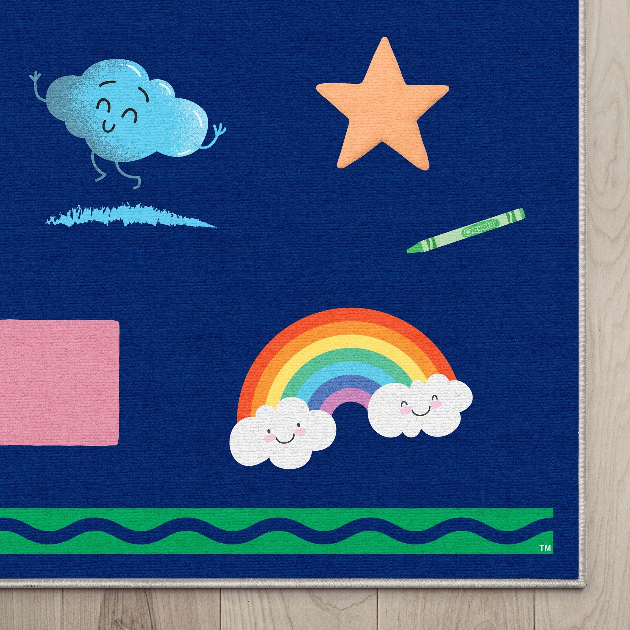 Crayola Modern Cosmic Adventure Space Theme 5' x 7' Blue Area Rug By Well Woven Well Woven