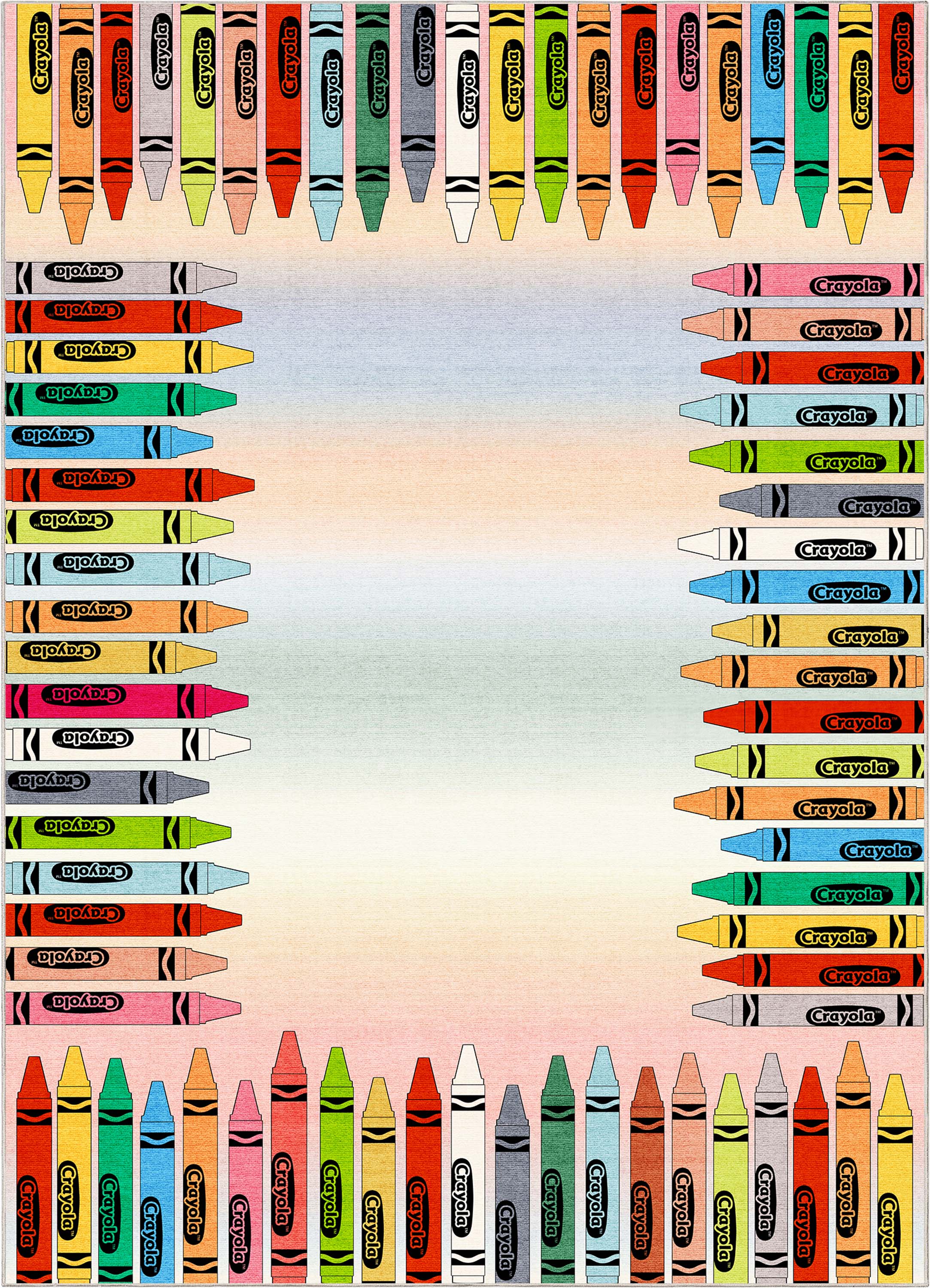 Crayola Modern Crayon Parade Playroom 5' x 7' Multi Color Area Rug By Well Woven