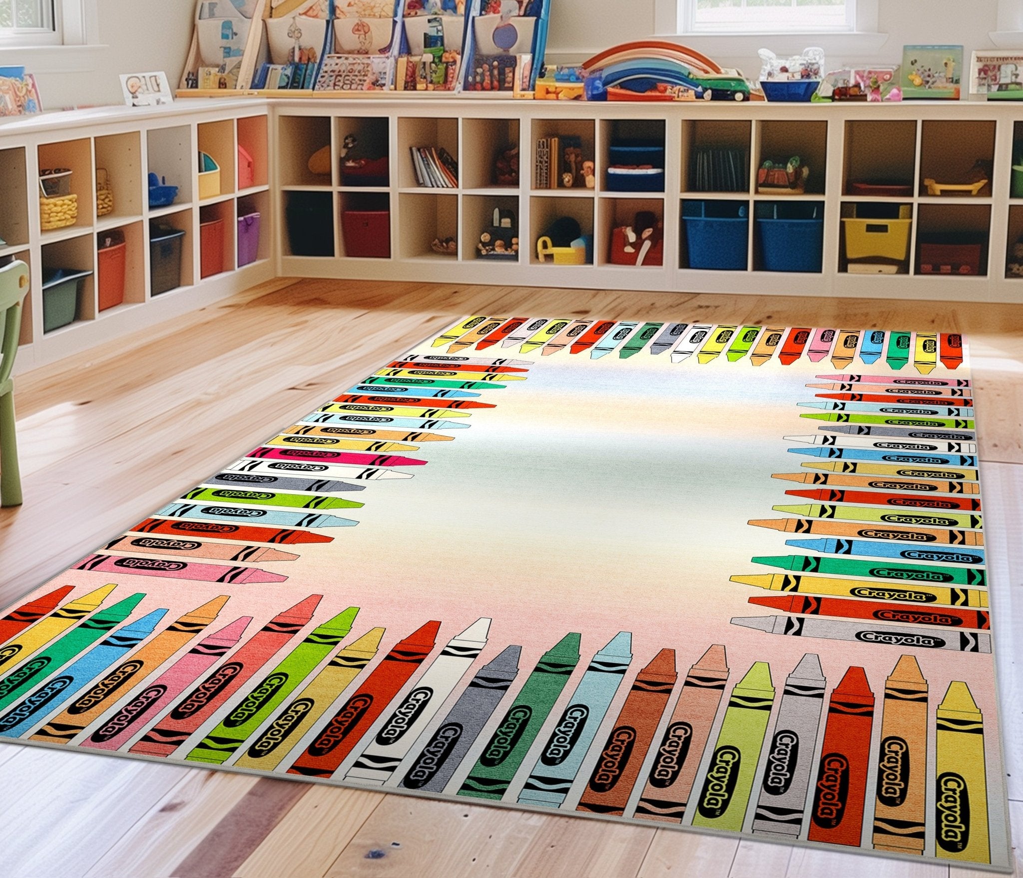 Crayola Modern Crayon Parade Playroom 5' x 7' Multi Color Area Rug By Well Woven Well Woven