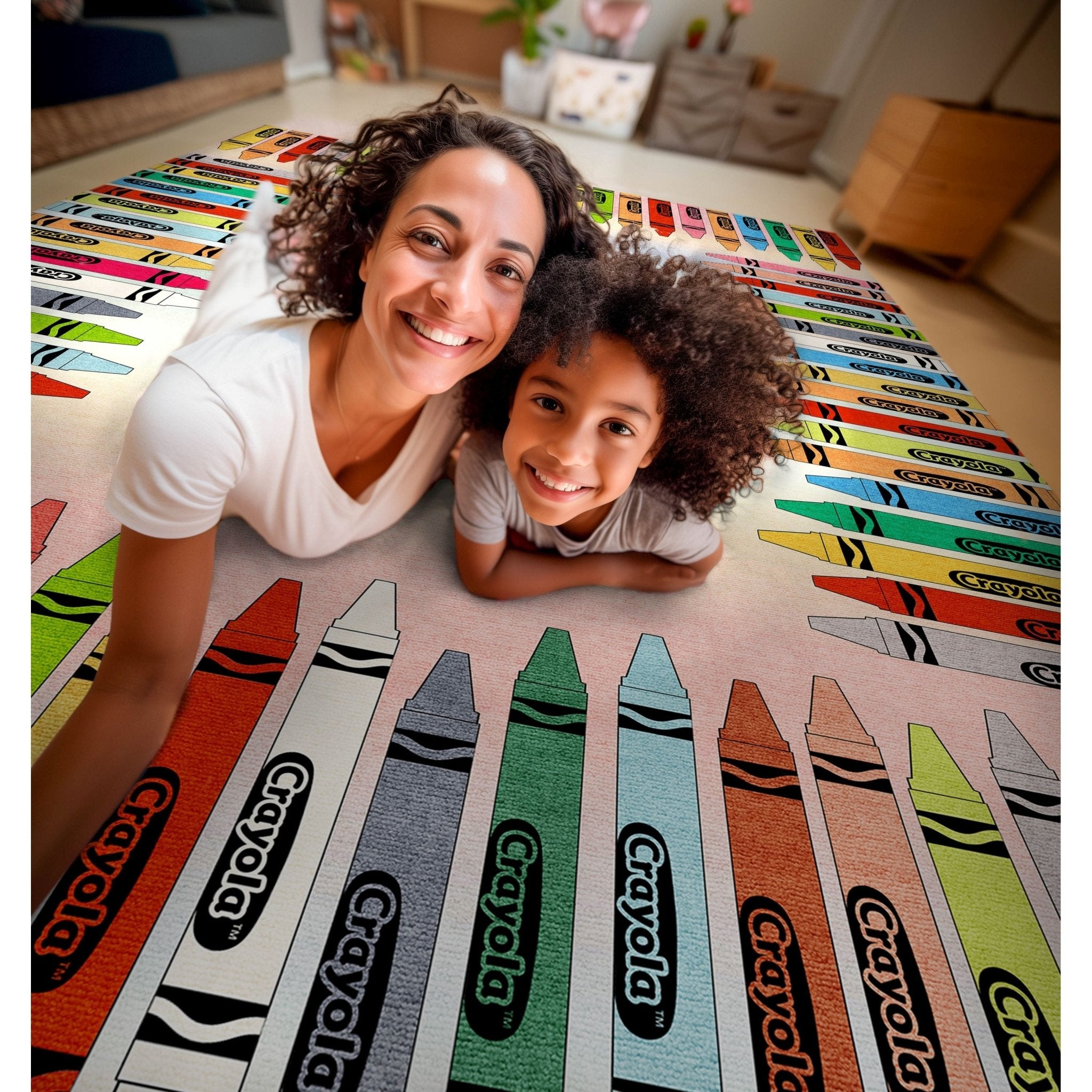 Crayola Modern Crayon Parade Playroom 5' x 7' Multi Color Area Rug By Well Woven Well Woven
