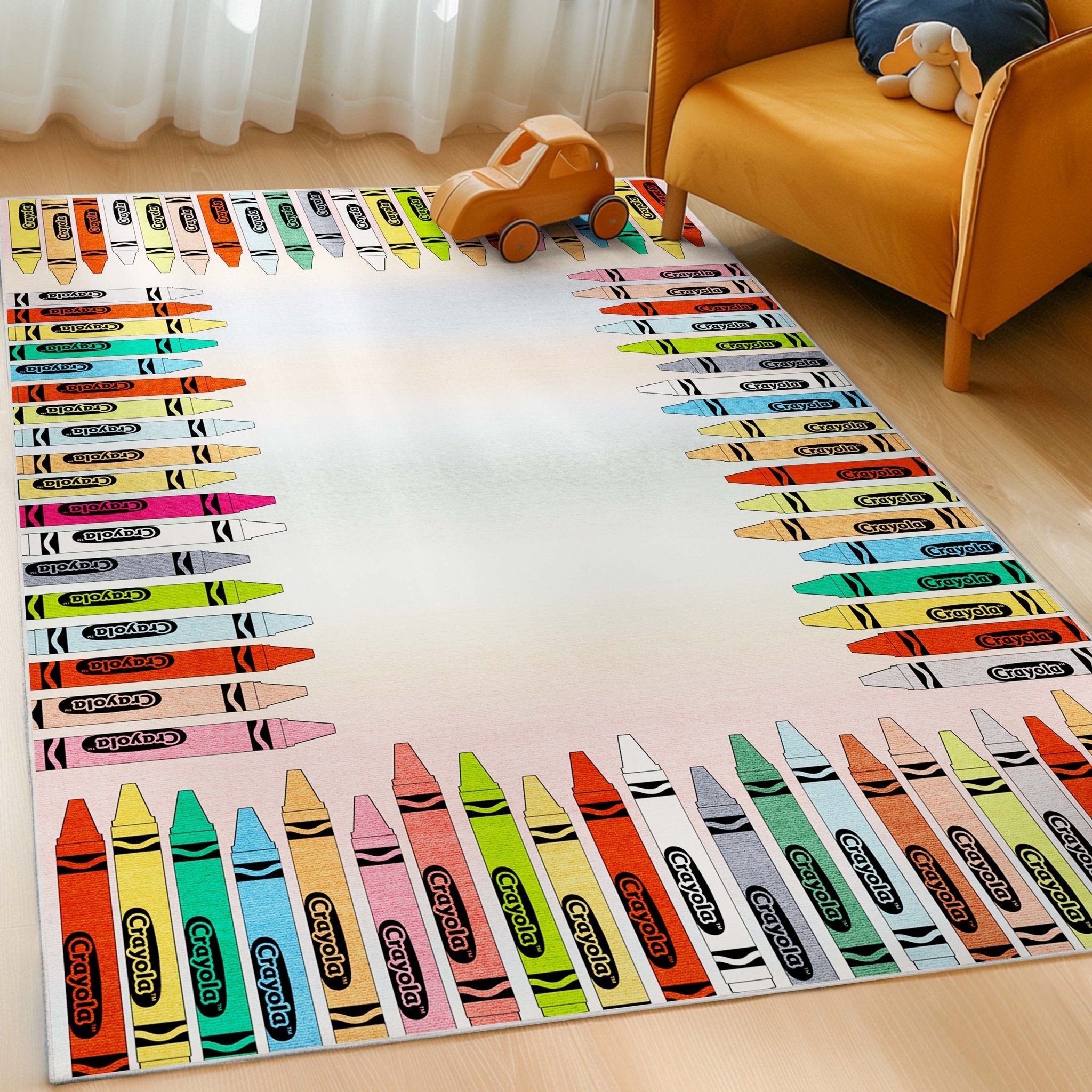 Crayola Modern Crayon Parade Playroom 5' x 7' Multi Color Area Rug By Well Woven Well Woven