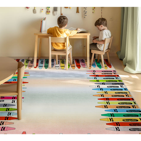 Crayola Modern Crayon Parade Playroom 5' x 7' Multi Color Area Rug By Well Woven