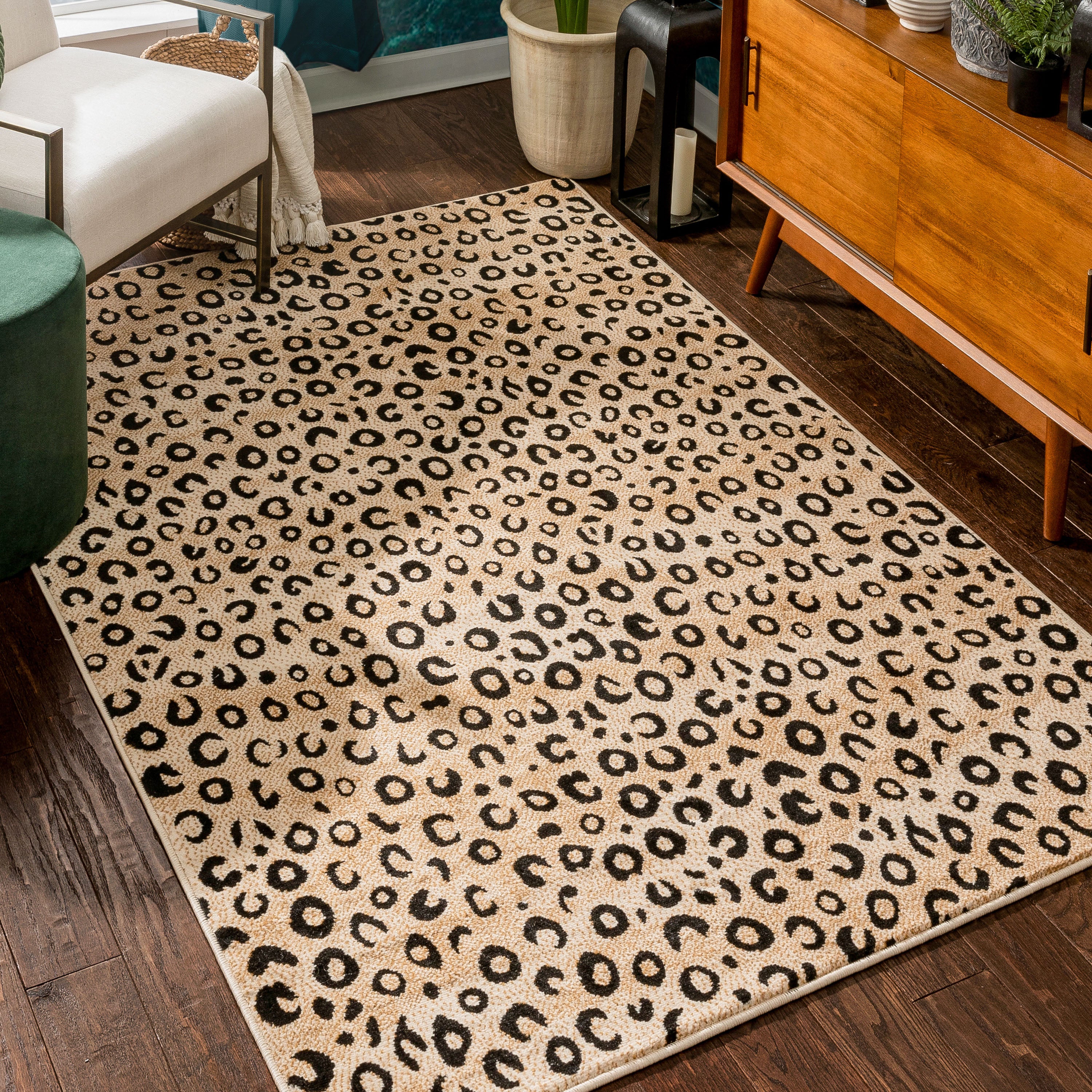 Leopard Brown Black Animal Print Rug