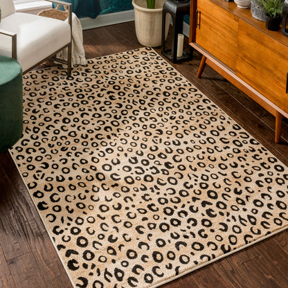 Leopard Brown Black Animal Print Rug