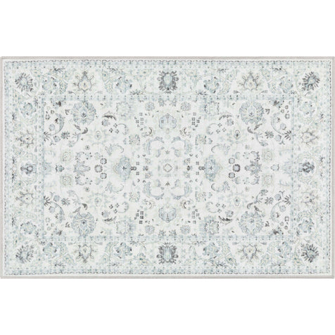 Elle Basics Silk Vintage Oriental Ivory Easy-Clean Washable Non-Slip Rug by Well Woven