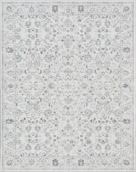 Elle Basics Silk Vintage Oriental Ivory Easy-Clean Washable Non-Slip Rug by Well Woven