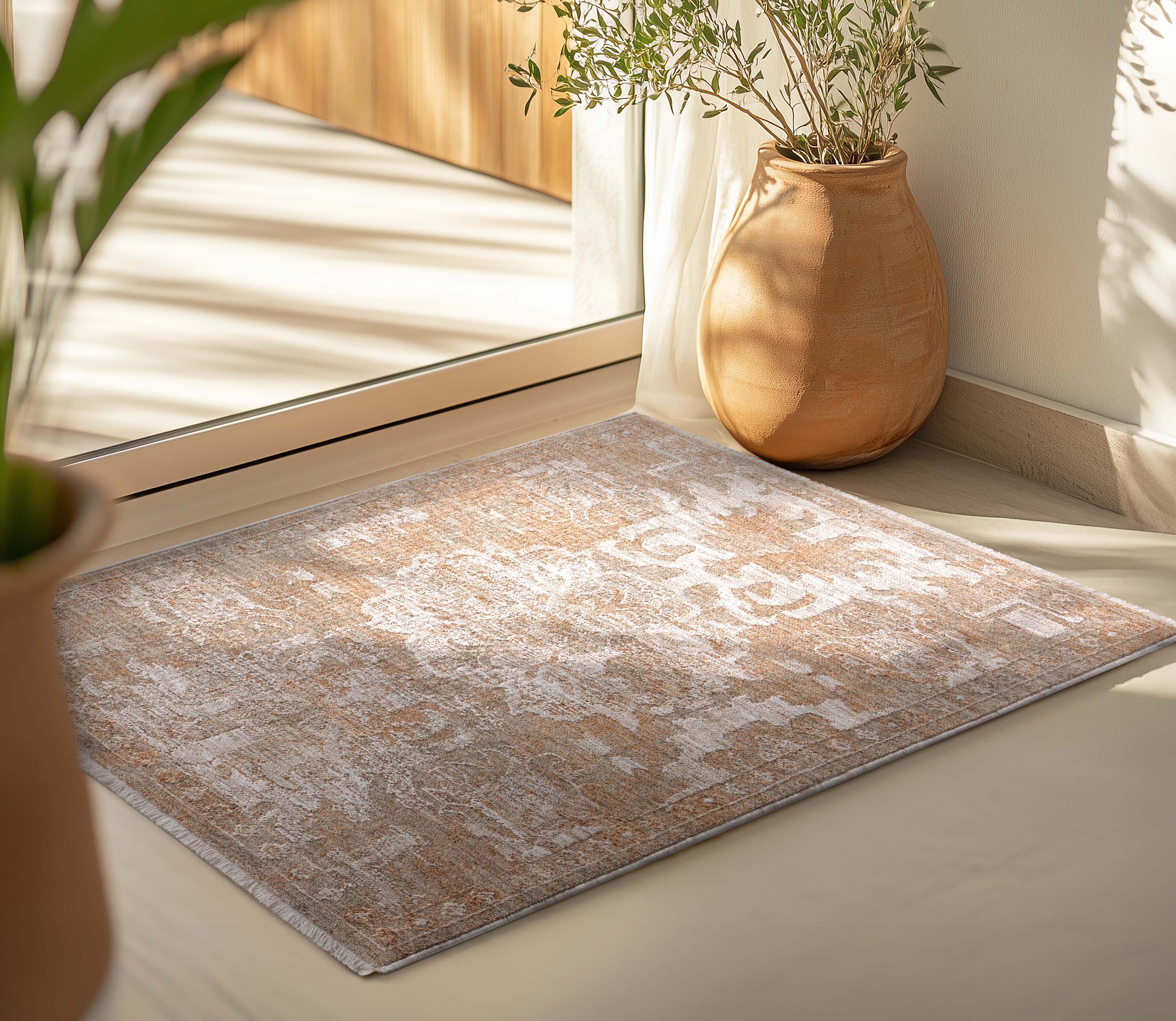 Ethos Serenity Beige Warm Earth Tone - Easy to Clean - Globally Inspired Patterns