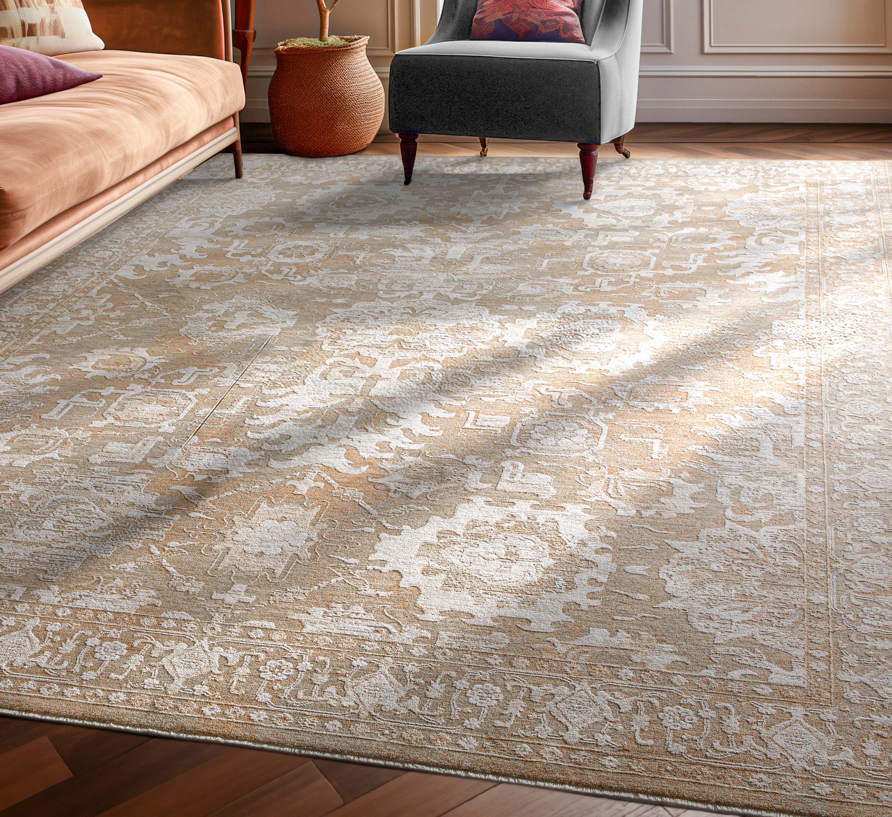 Ethos Serenity Beige Warm Earth Tone - Easy to Clean - Globally Inspired Patterns