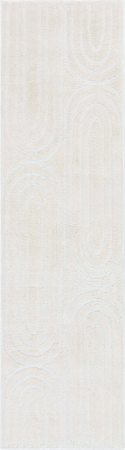 Boho Rainbow Shag Geometric Ivory High-Low Rug