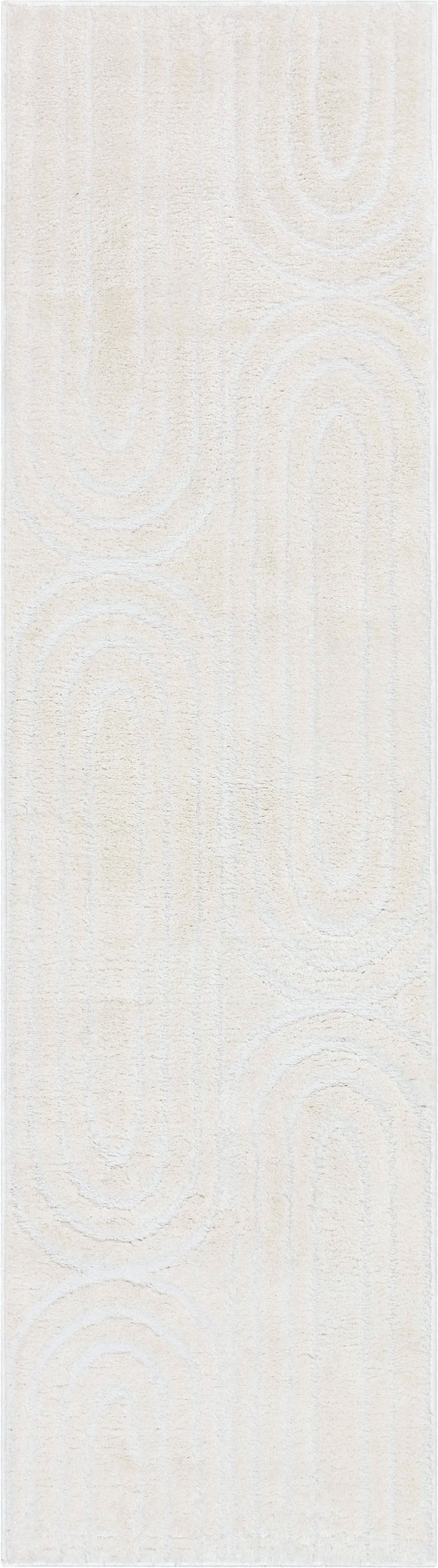 Boho Rainbow Shag Geometric Ivory High-Low Rug