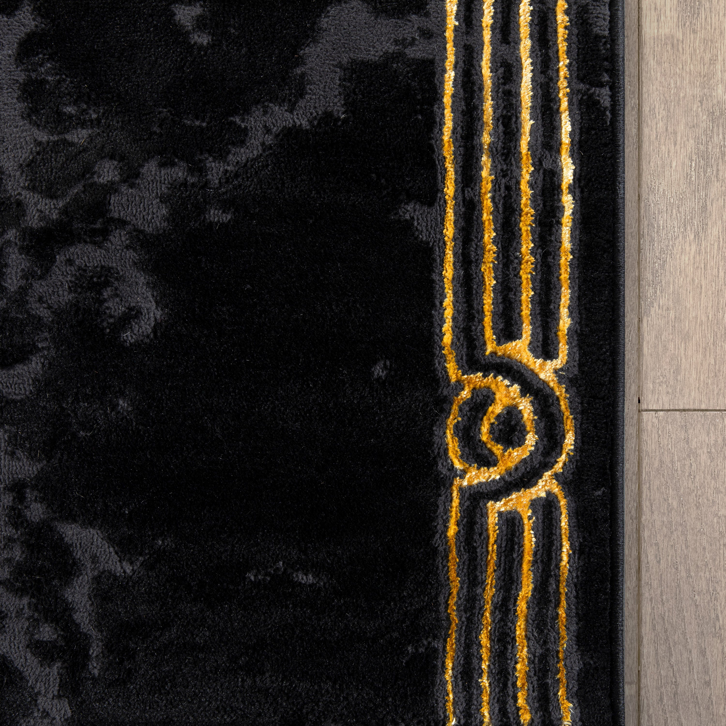 Custom Size Runner Huntington Glam Marble Black Gold Choose Your Width x Choose Your Length Hallway Runner Rug