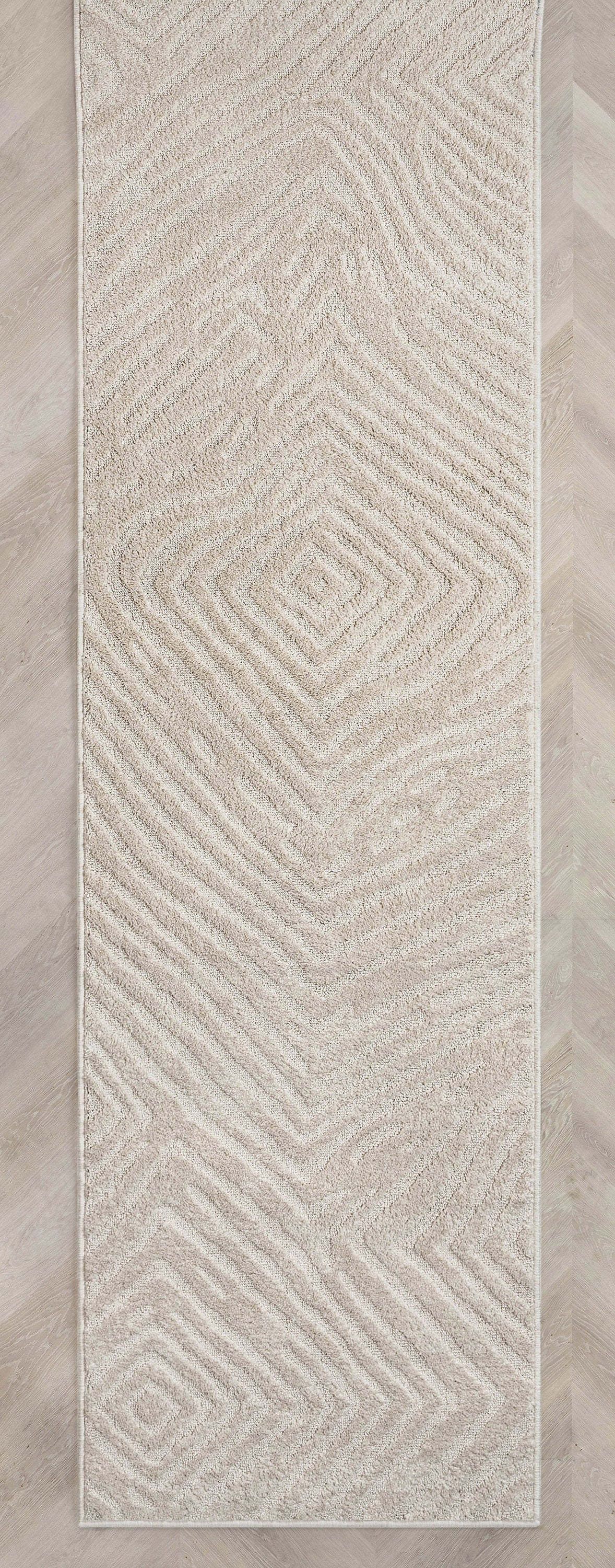 Custom Size Runner Relajo Modern Solid & Striped Ivory Choose Your Width x Choose Your Length Hallway Runner Rug