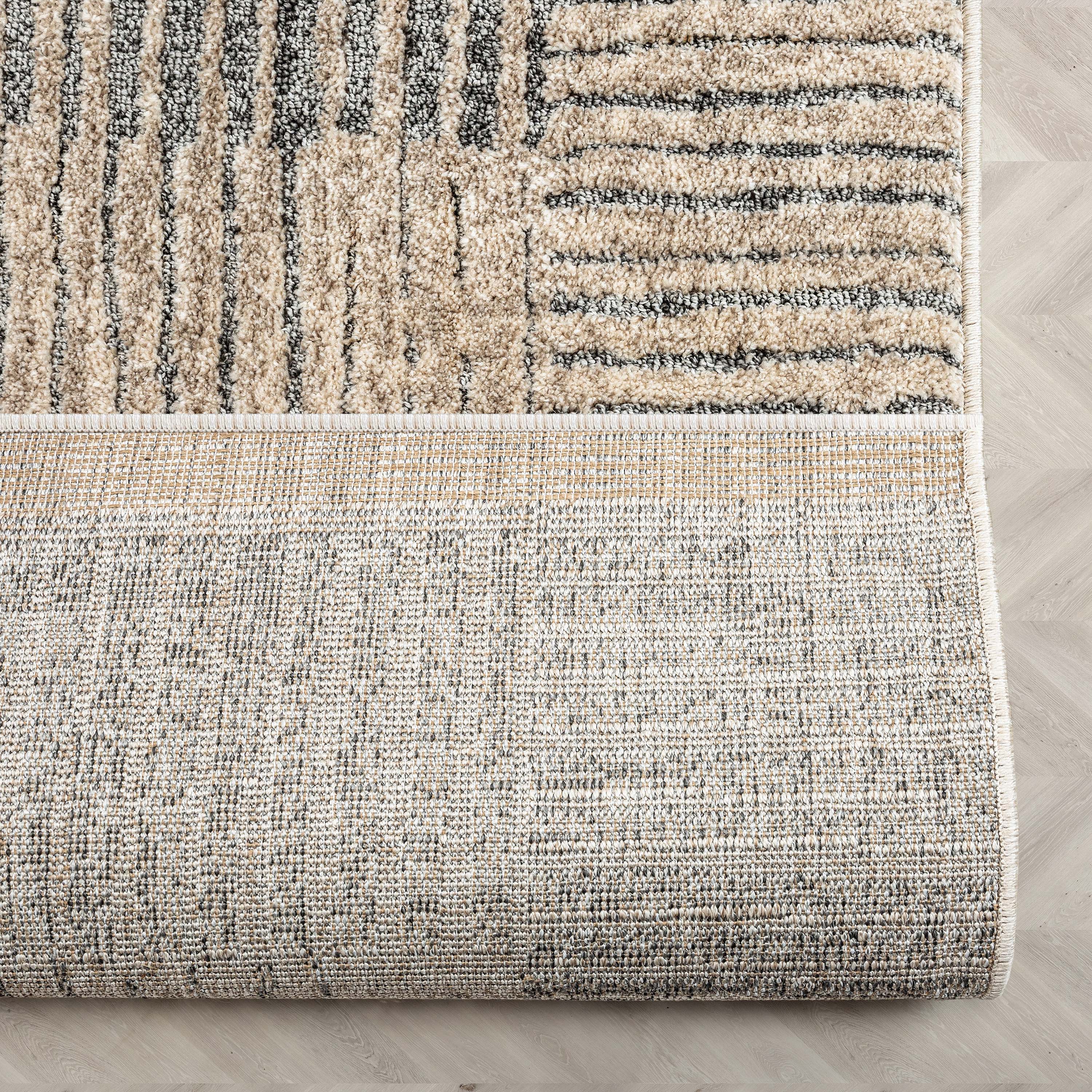 Custom Size Runner Sula Modern Geometric Boxes Ivory Grey Choose Your Width x Choose Your Length Hallway Runner Rug