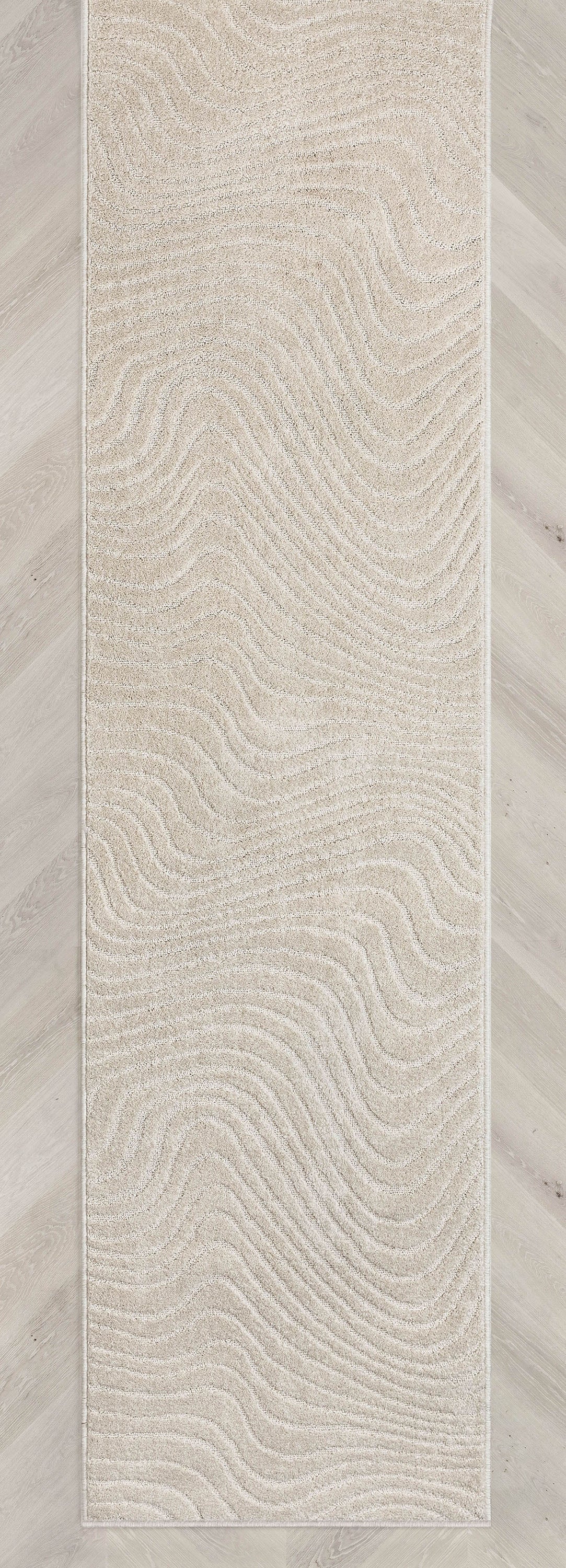 Custom Size Runner Sibi Modern Solid & Striped Ivory Choose Your Width x Choose Your Length Hallway Runner Rug