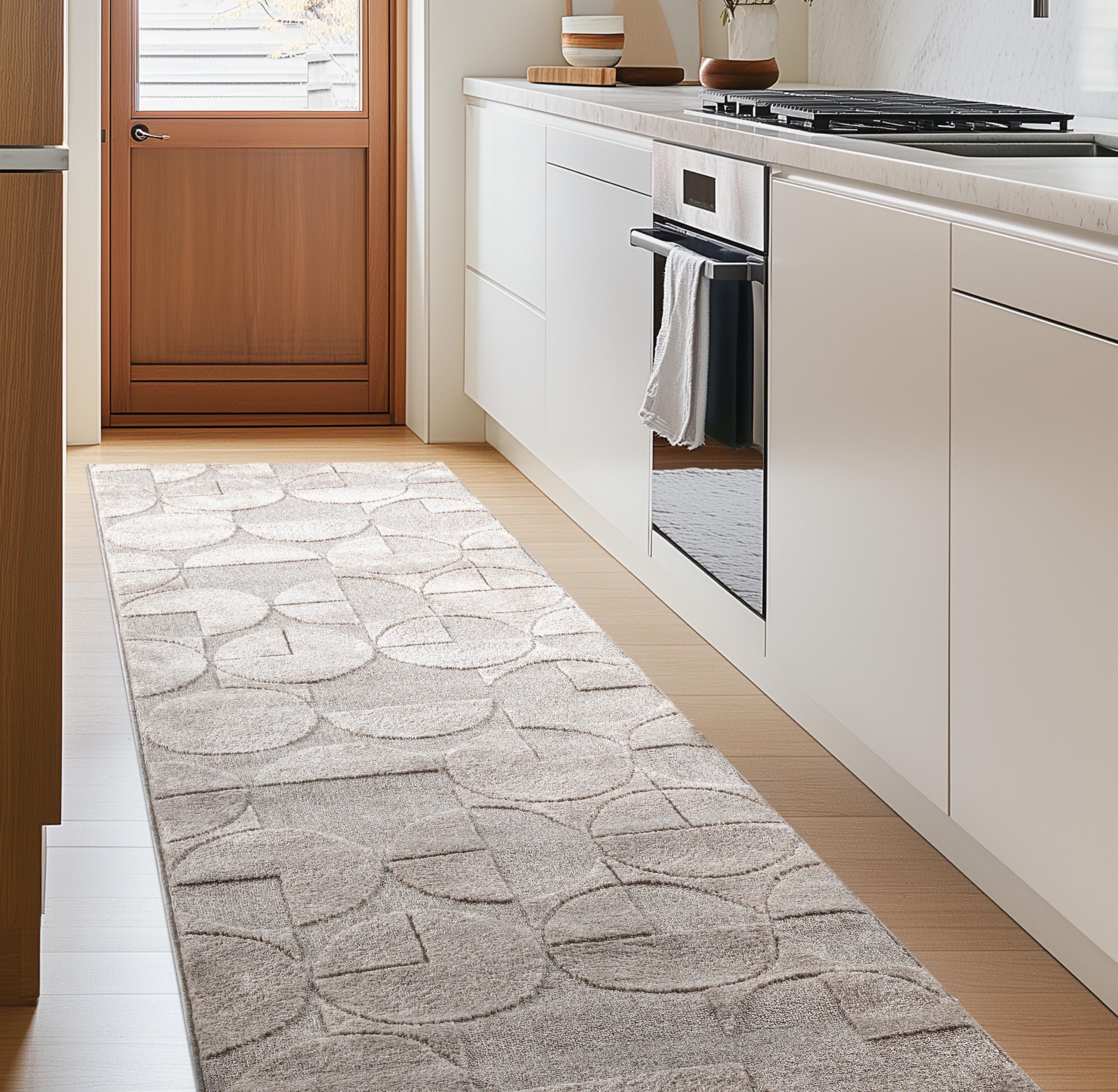 Custom Size Runner Harmony Modern Beige Choose Your Width x Choose Your Length Hallway & Stair Runner Rug