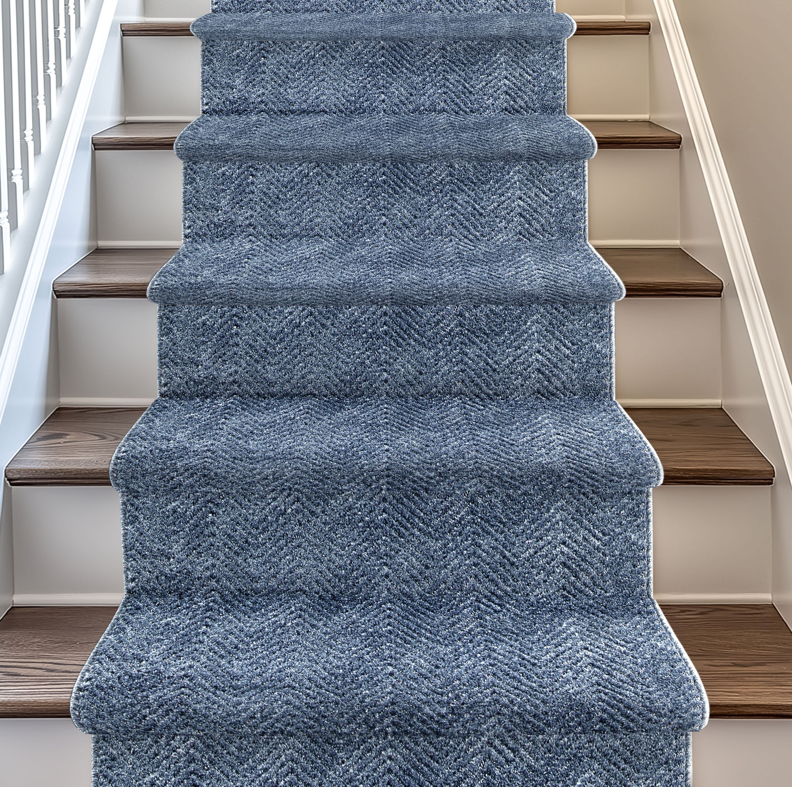 Custom Size Runner Pompeii Modern Blue Choose Your Width x Choose Your Length Hallway & Stair Runner Rug