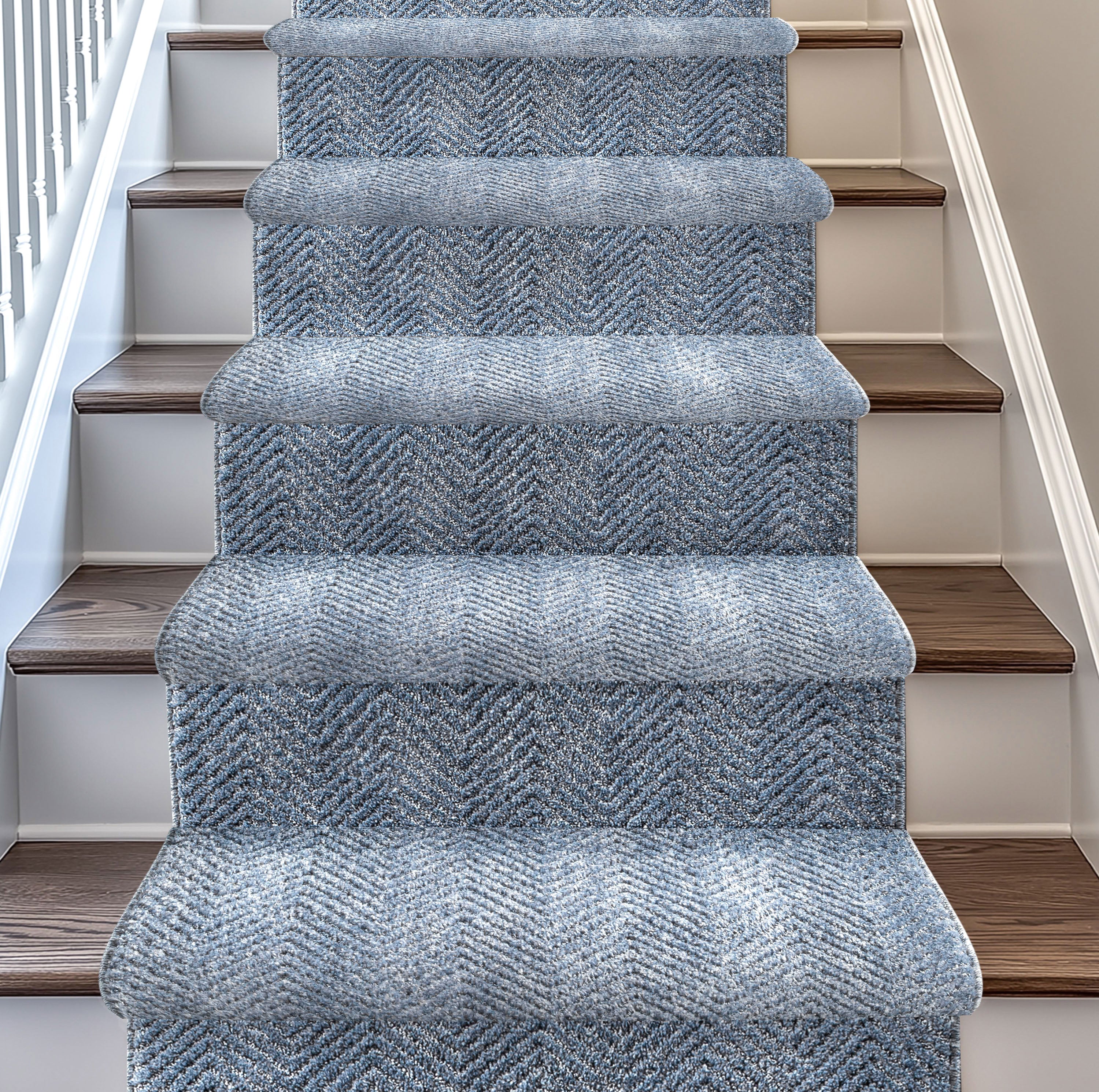 Custom Size Runner Pompeii Modern Light Blue Choose Your Width x Choose Your Length Hallway & Stair Runner Rug