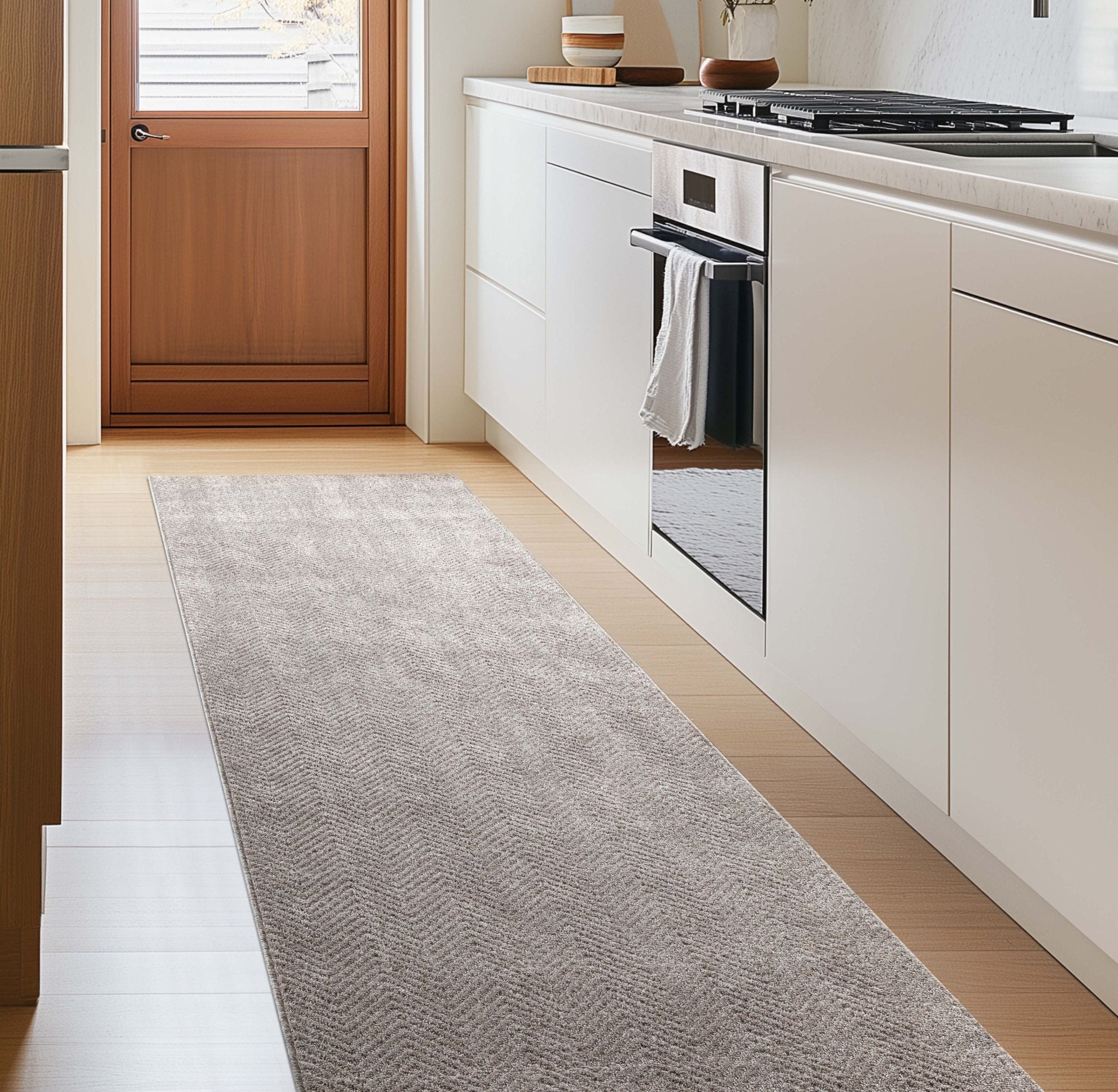 Custom Size Runner Pompeii Modern Taupe Choose Your Width x Choose Your Length Hallway & Stair Runner Rug Well Woven