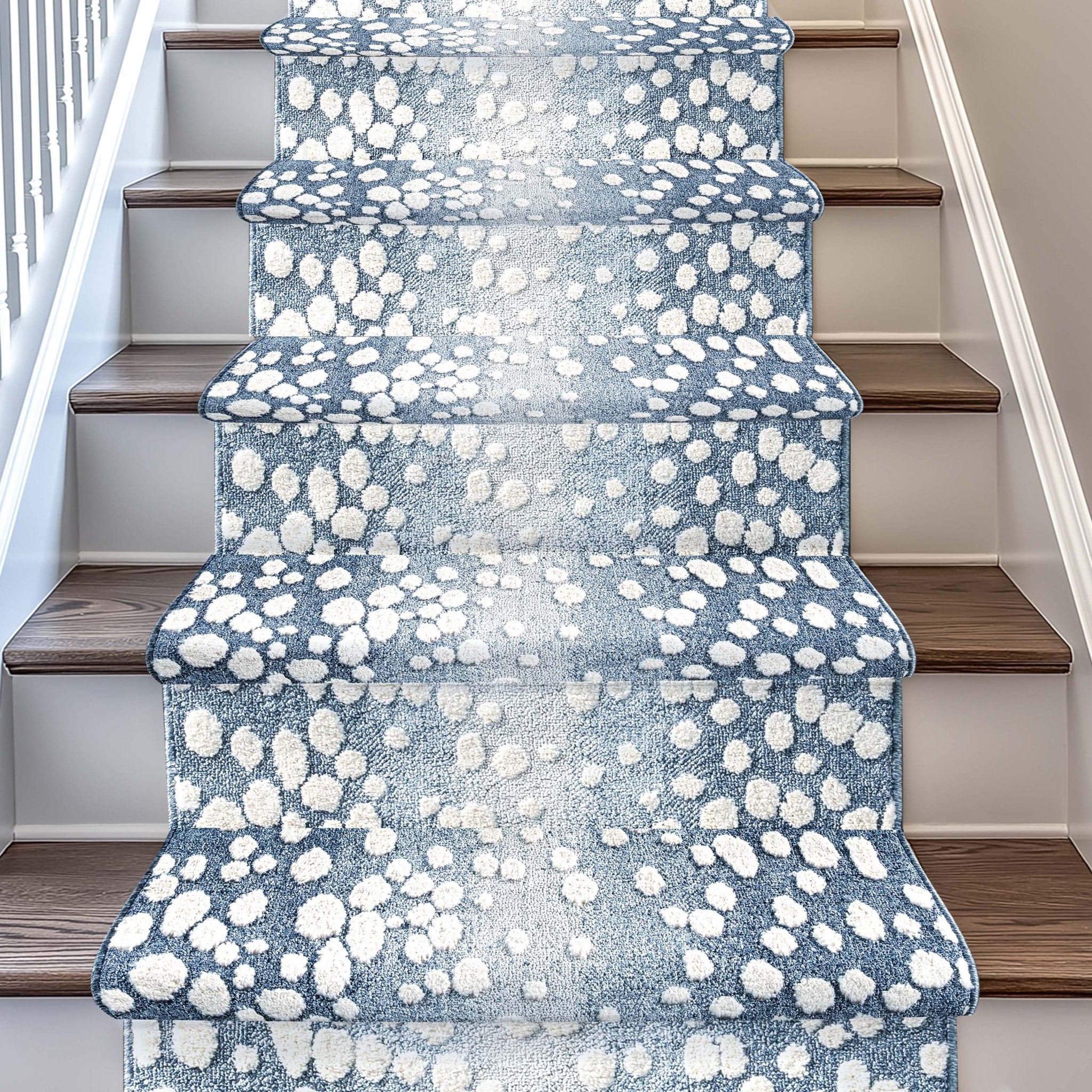 Custom Size Runner Petra Modern Blue Choose Your Width x Choose Your Length Hallway & Stair Runner Rug Well Woven