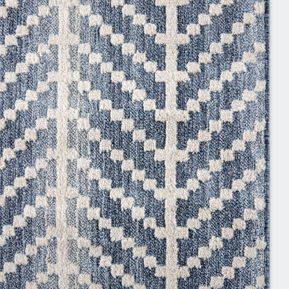 Custom Size Runner Rhodes Modern Blue Choose Your Width x Choose Your Length Hallway & Stair Runner Rug