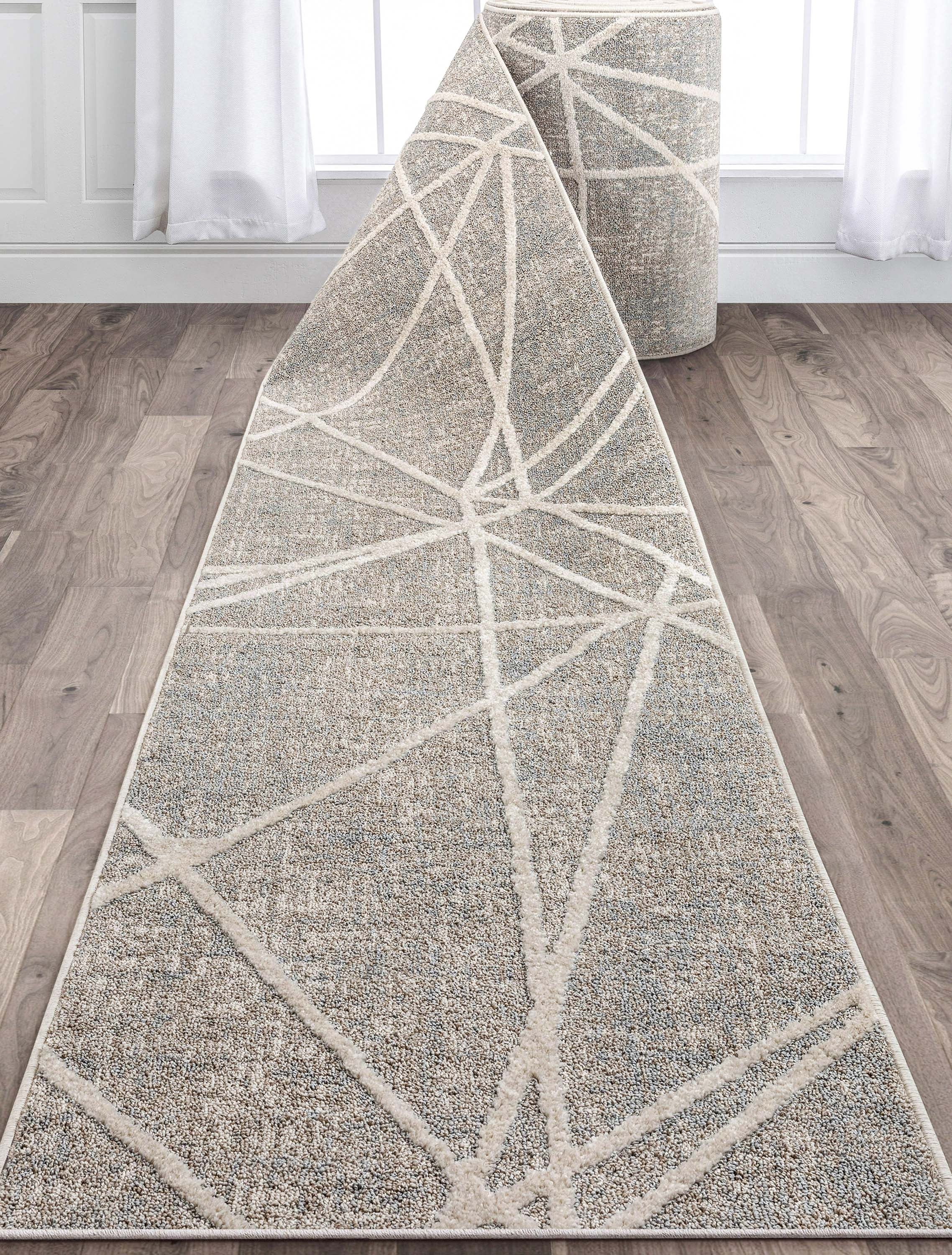 Custom Size Runner Telas Modern Geometric Lines Grey Choose Your Width x Choose Your Length Hallway Runner Rug