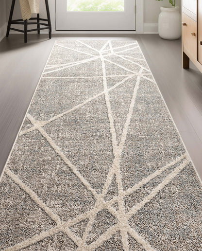 Custom Size Runner Telas Modern Geometric Lines Grey Choose Your Width x Choose Your Length Hallway Runner Rug