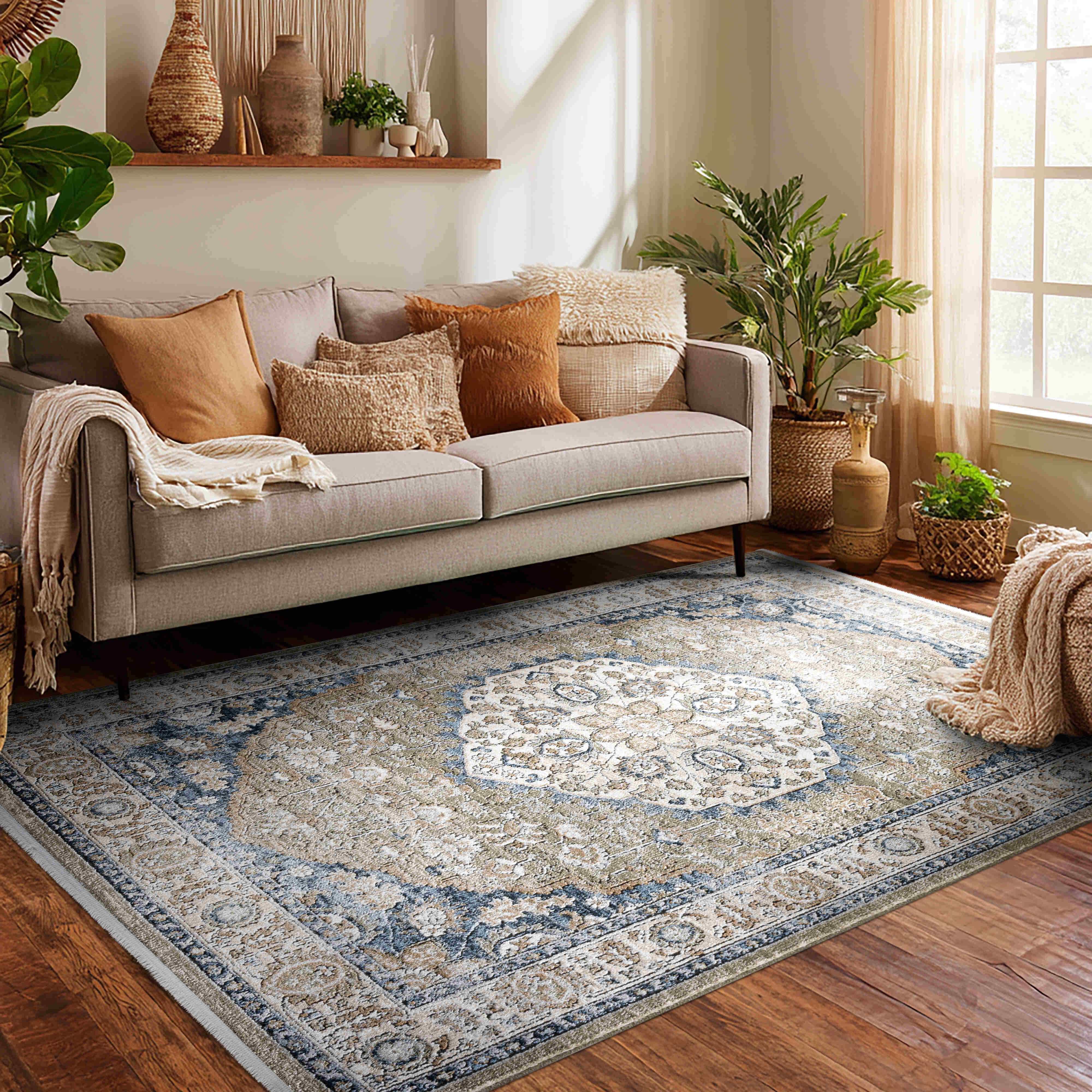 Mythos Vintage Medallion Rug with Fringe