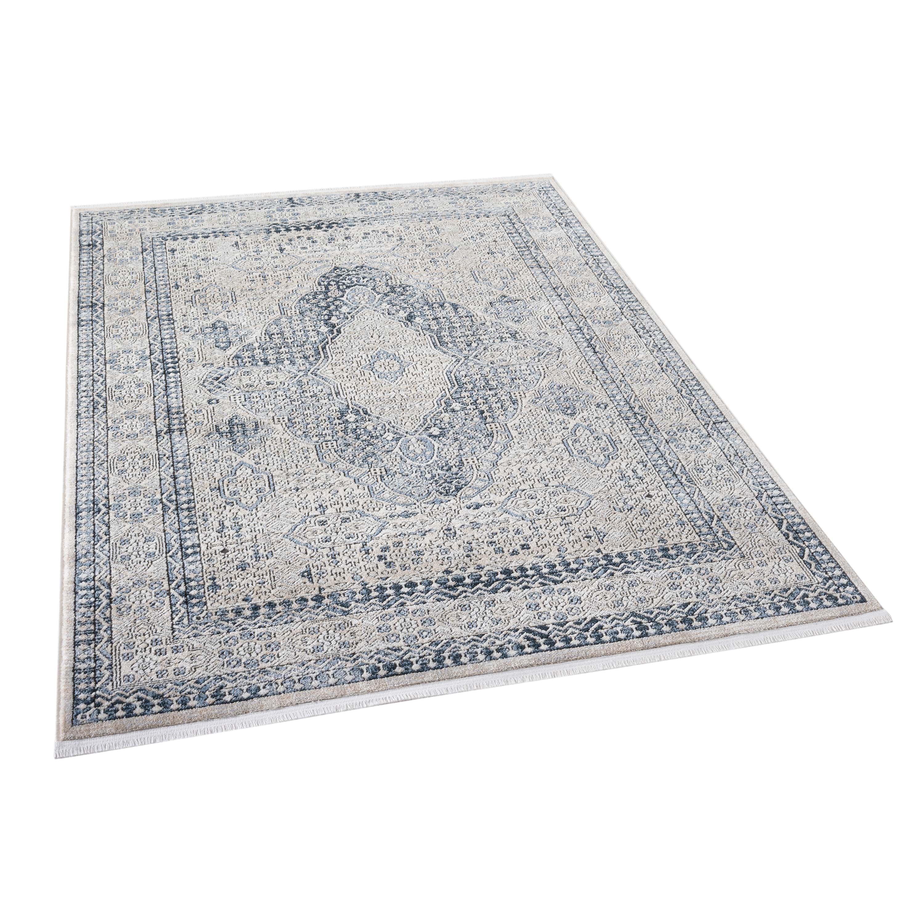 Eclipse Vintage Medallion Ivory Rug with Fringe