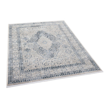 Eclipse Vintage Medallion Ivory Rug with Fringe