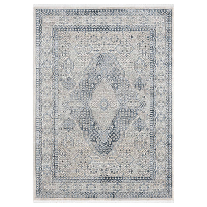 Eclipse Vintage Medallion Ivory Rug with Fringe
