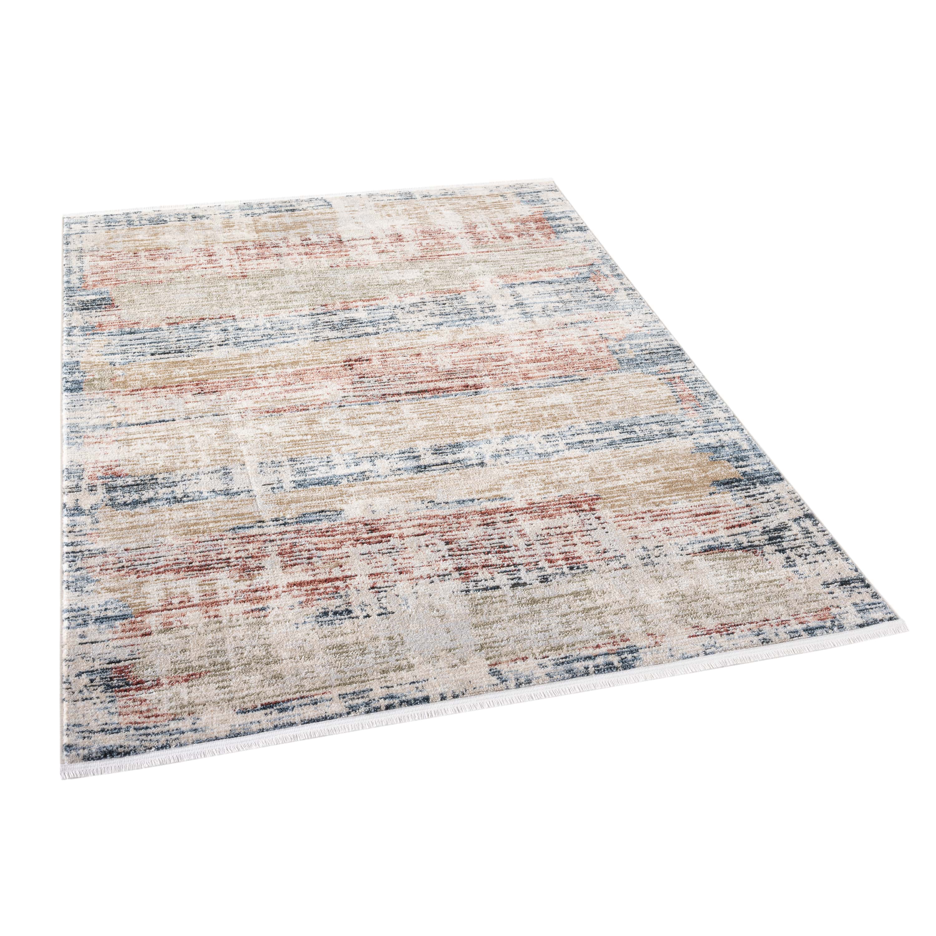 Mirage Abstract Vintage Multi-Color Rug with Fringe