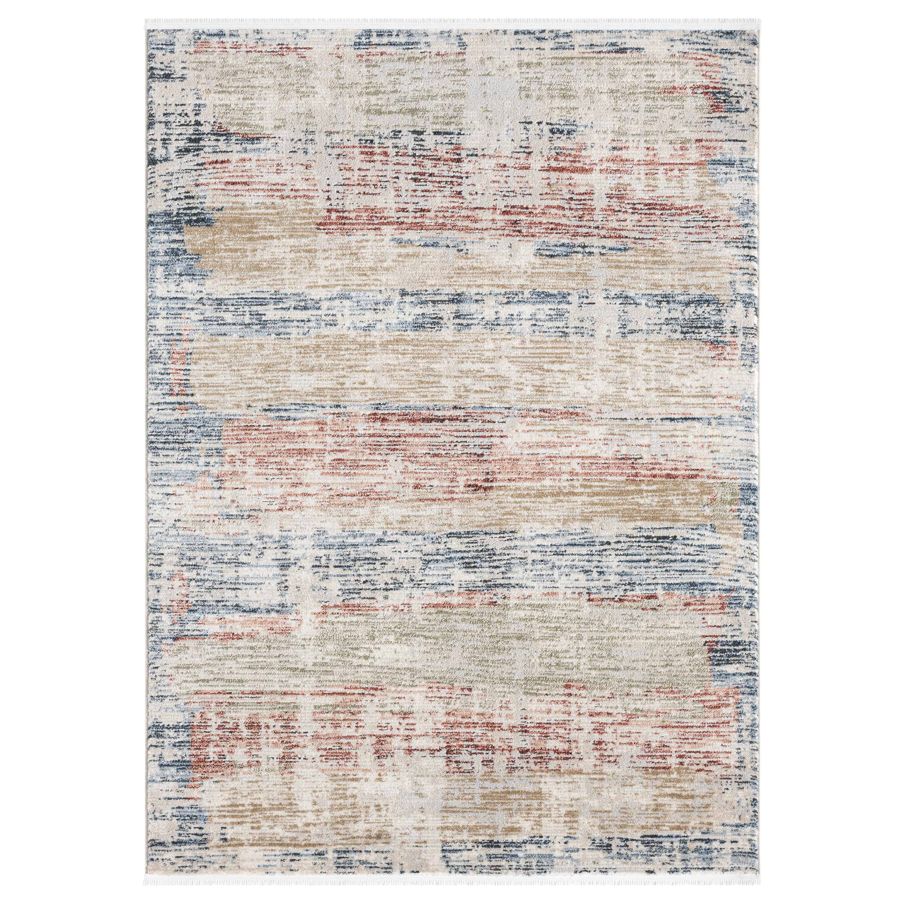 Mirage Abstract Vintage Multi-Color Rug with Fringe