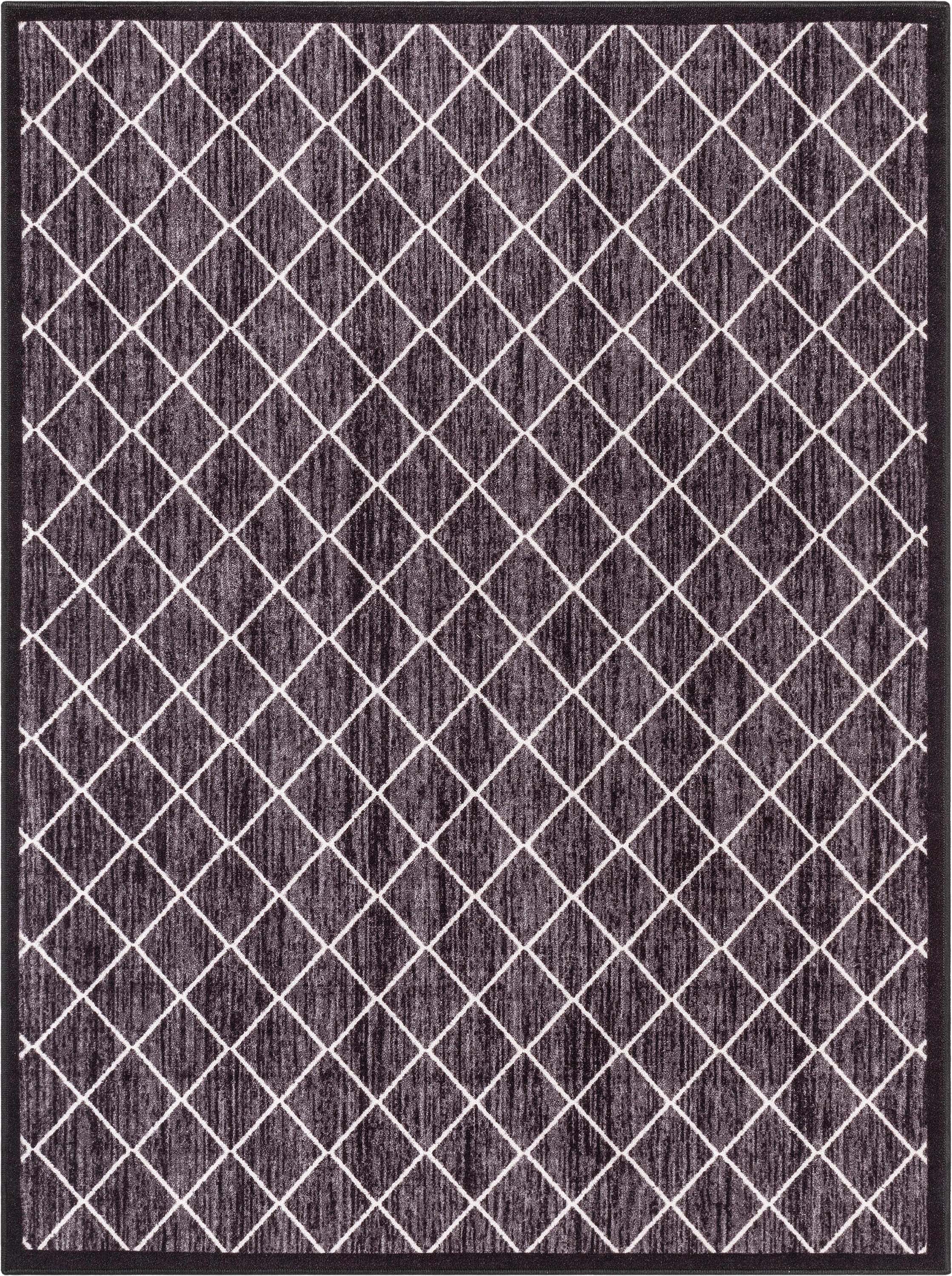 Clover Grey Moroccan Non-Slip Washable Rug with Rubber Backing for High-Traffic Areas