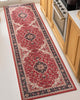 Gene Traditional Medallion Persian Red Non-Slip Machine Washable Low Pile Rug for High-Traffic Areas