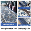 Custom Size Runner Gene Traditional Medallion Persian Blue Select Your Width x Choose Your Length Machine Washable Hallway Runner Rug