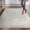 Sana Moroccan Diamond Ivory Non-Slip Washable Rug with Rubber Backing for High-Traffic Areas
