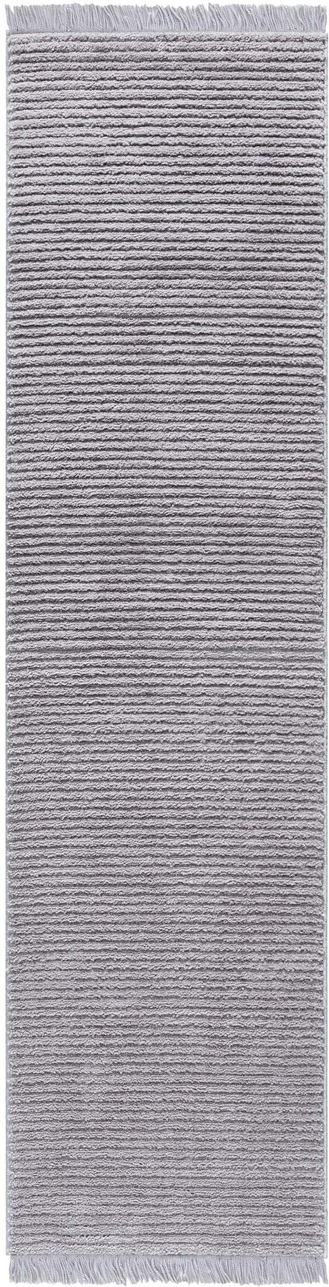 Carlow Solid & Striped Textured Taupe Ivory Ultra Soft High-Low Shag Rug