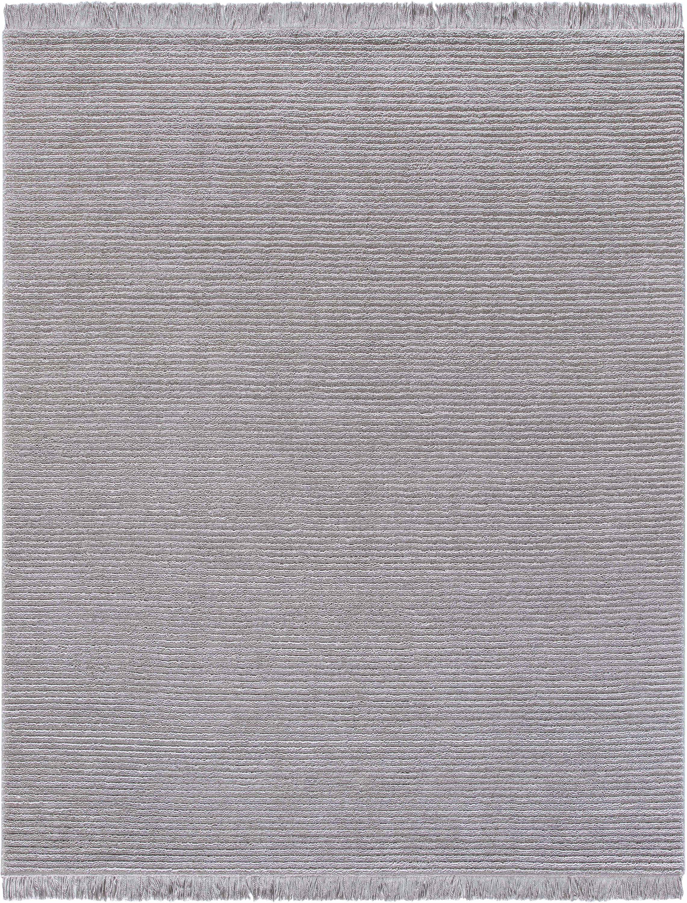 Carlow Solid & Striped Textured Taupe Ivory Ultra Soft High-Low Shag Rug