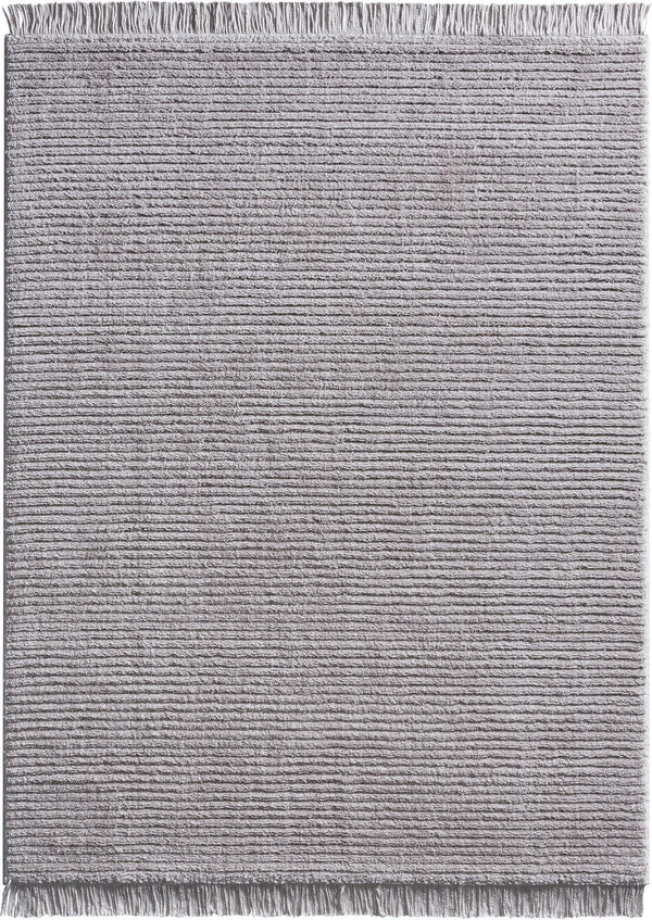 Carlow Solid & Striped Textured Taupe Ivory Ultra Soft High-Low Shag Rug