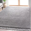 Carlow Solid & Striped Textured Taupe Ivory Ultra Soft High-Low Shag Rug