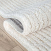 Monroe Solid & Striped Textured Ivory Ultra Soft High-Low Shag Rug