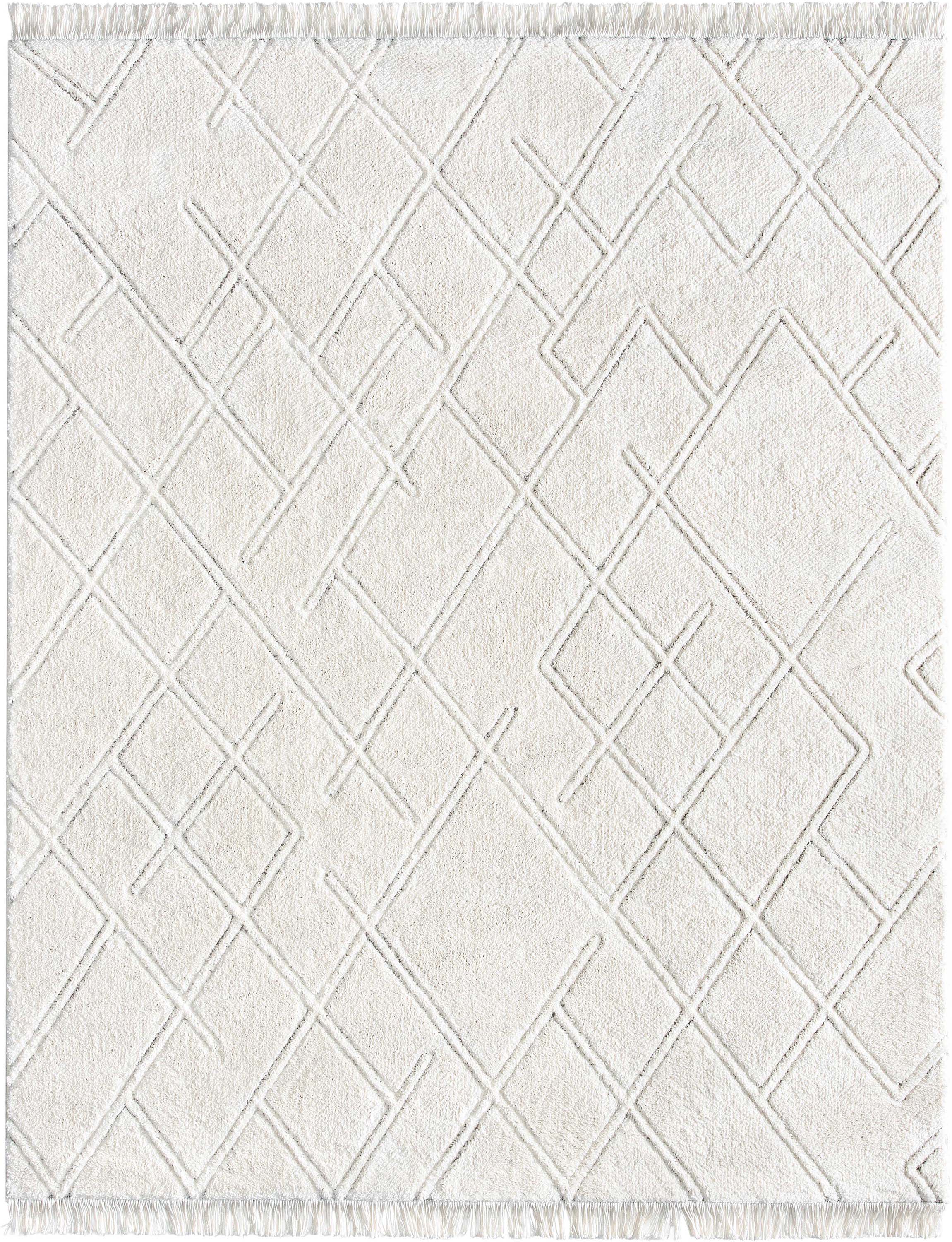 Firth Moroccan Trellis Textured Ivory Ultra Soft High-Low Shag Rug