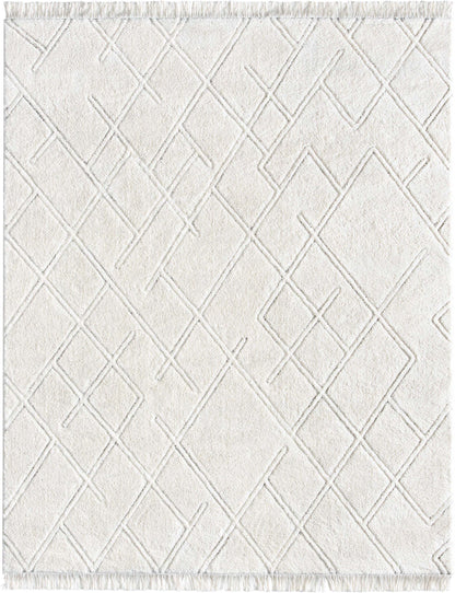 Firth Moroccan Trellis Textured Ivory Ultra Soft High-Low Shag Rug