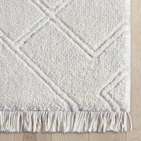 Firth Moroccan Trellis Textured Ivory Ultra Soft High-Low Shag Rug