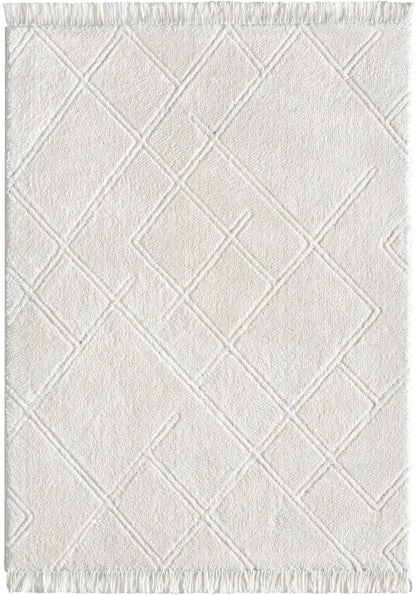 Firth Moroccan Trellis Textured Ivory Ultra Soft High-Low Shag Rug