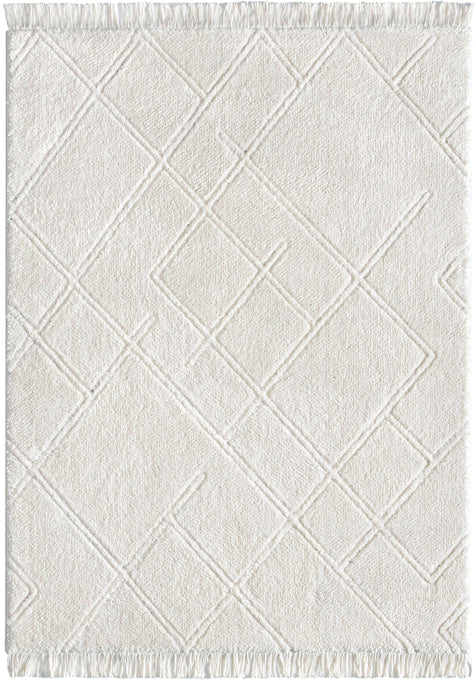 Firth Moroccan Trellis Textured Ivory Ultra Soft High-Low Shag Rug