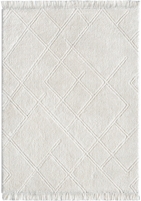 Firth Moroccan Trellis Textured Ivory Ultra Soft High-Low Shag Rug