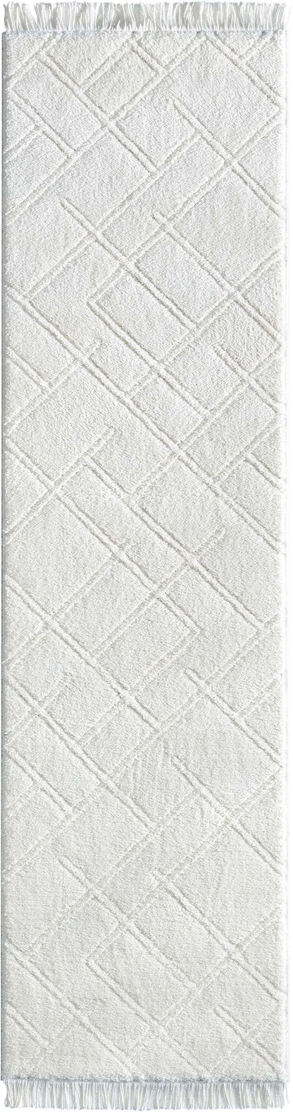 Firth Moroccan Trellis Textured Ivory Ultra Soft High-Low Shag Rug