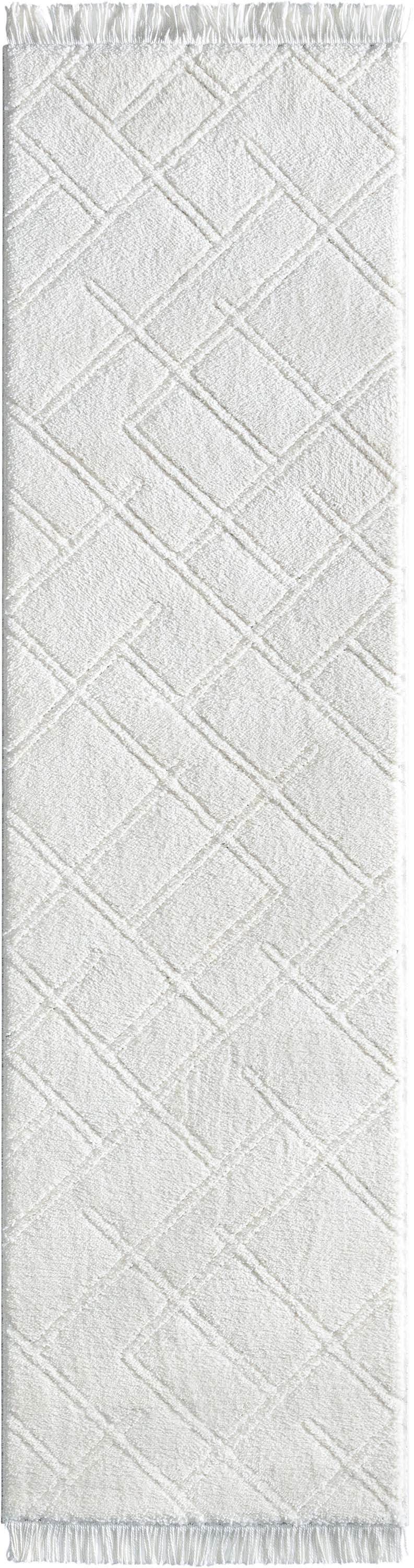 Firth Moroccan Trellis Textured Ivory Ultra Soft High-Low Shag Rug